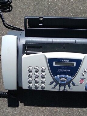 Brother White and Gray Fax Machine with Handset and Keypad